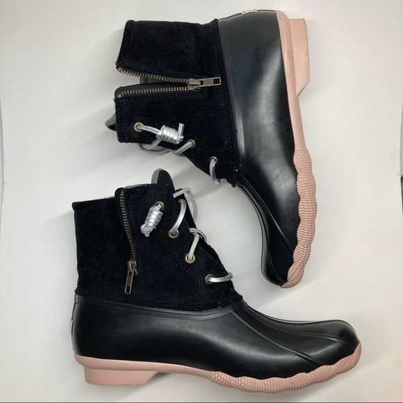 Sperry Black Corduroy with Pink Sole Duck Boot - Picture 4 of 8